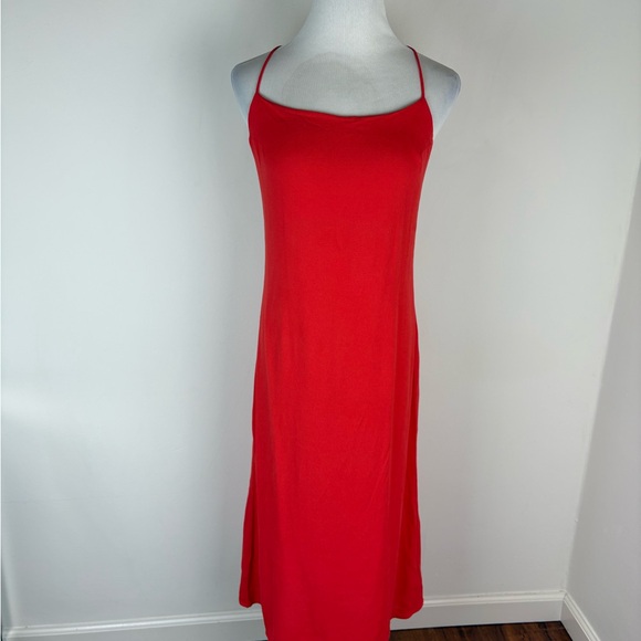 Reformation Dover Orange Red Midi Dress Size 2 - Picture 3 of 7